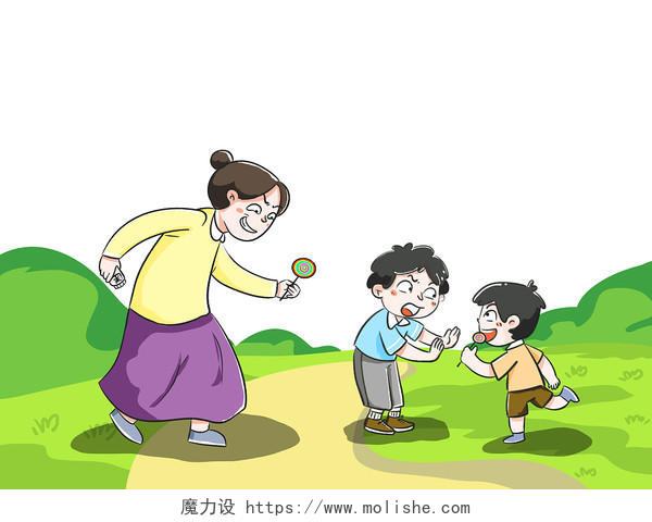 传统漫画关爱儿童严打拐卖防拐安全教育插画
